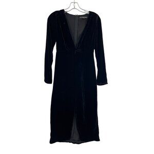 For Love and Lemons Collette Plunging V Black Velvet Dress Size XS